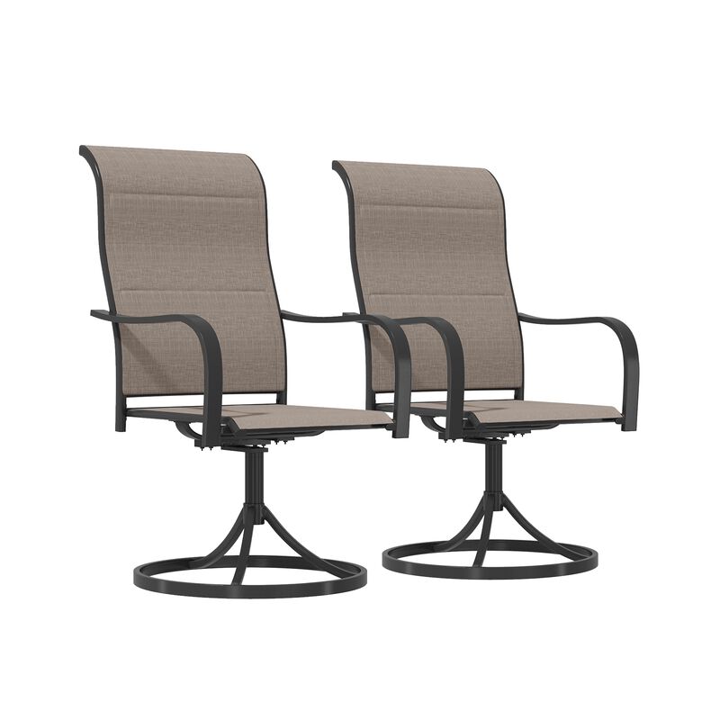 Mondawe Steel Textilene Patio Dining Chair 360-Degree Swivel Chair for Deck Lawn Garden - Brown (Set of 2) image number 0