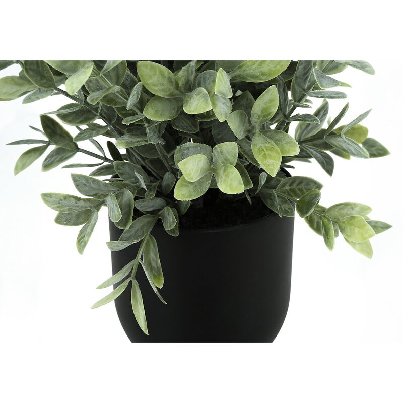 Monarch Specialties I 9580 - Artificial Plant, 11" Tall, Eucalyptus Grass, Indoor, Faux, Fake, Table, Greenery, Potted, Set Of 2, Decorative, Green Leaves, Black Pots image number 2