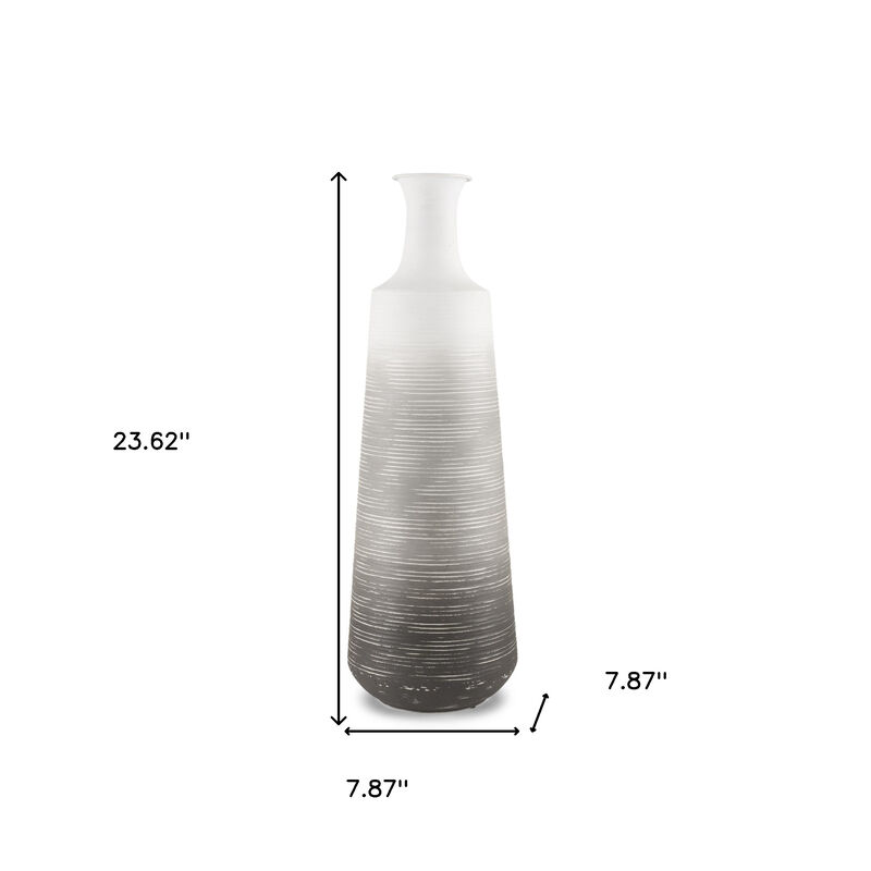 HomeRoots 24" Gray And White Ombre Metal Table Vase image number 2