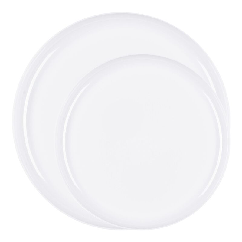 White Flat Round Plastic Dinnerware Value Set (40 Sets) image number 0