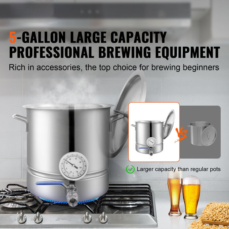 VEVOR Stainless Steel Home Brew Kettle Set 5 Gal Beer Stock Pot with Accessories