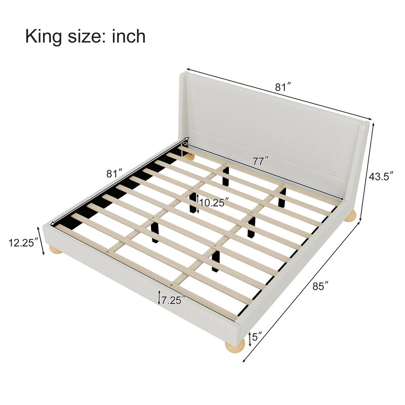 Merax Modern Velvet Upholstered Platform Bed image number 6
