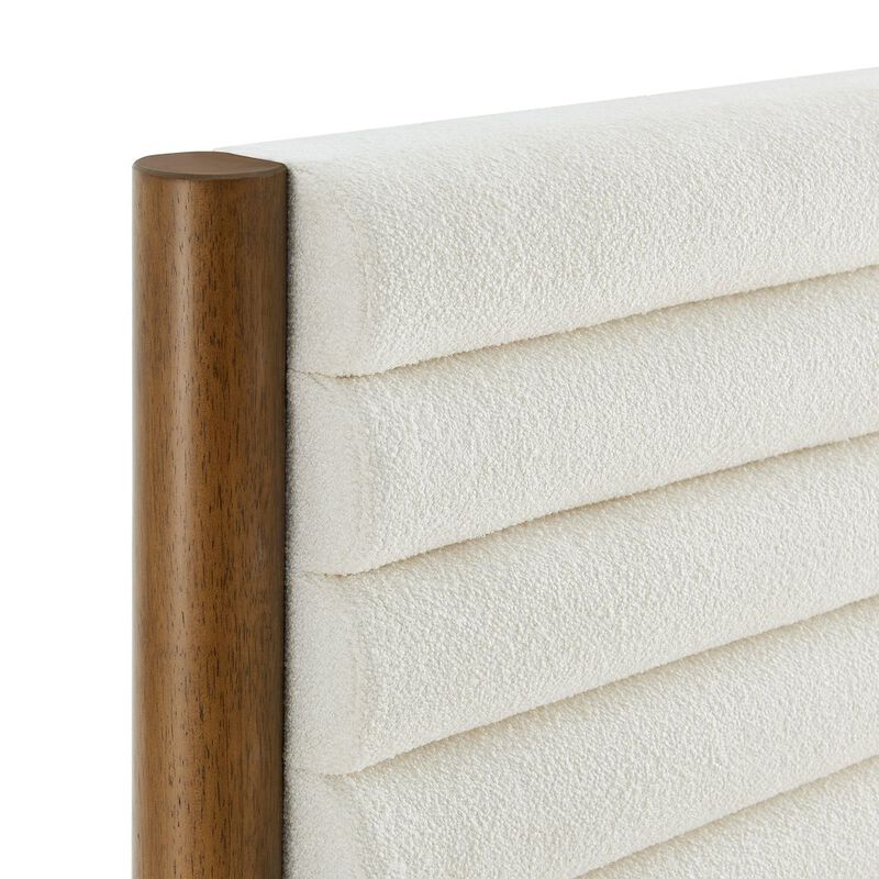 Olea Channel Tufted Boucle Solid Wood Twin Platform Bed image number 6