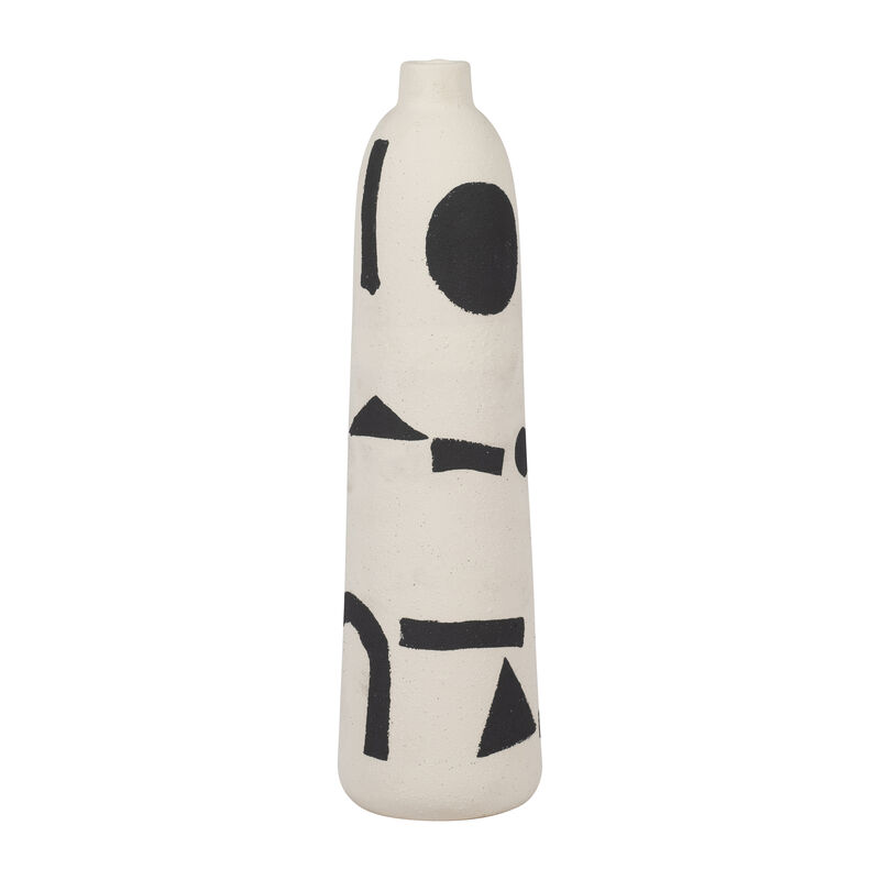 15" Funky Vase, Ivory/Black image number 0