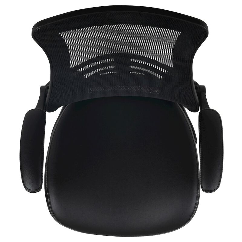 Flash Furniture Mid-Back Black Mesh Ergonomic Drafting Chair with LeatherSoft Seat image number 7