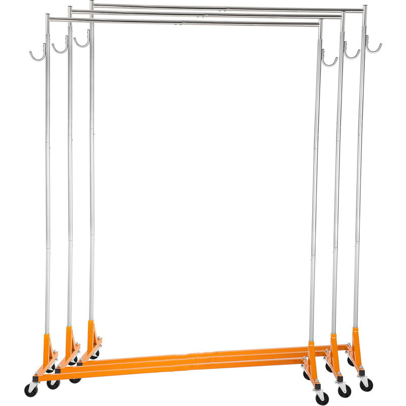 Industrial Z Base Garment Rack Set of 3, Height Adjustable Rolling Clothing Rack with Wheels-Orange image number 0