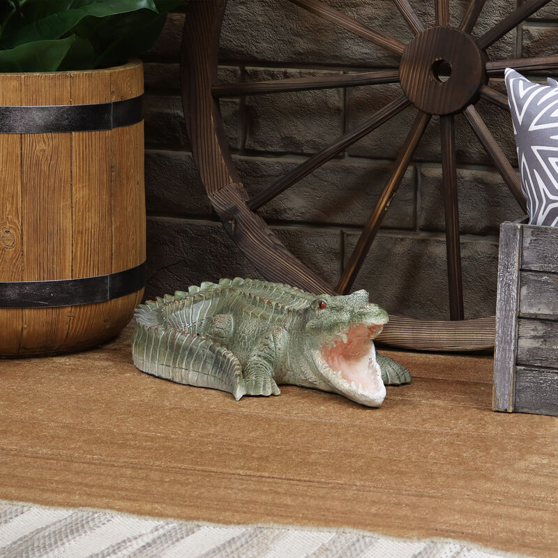 Sunnydaze Chloe the Crabby Crocodile Indoor and Outdoor Statue - 18 in