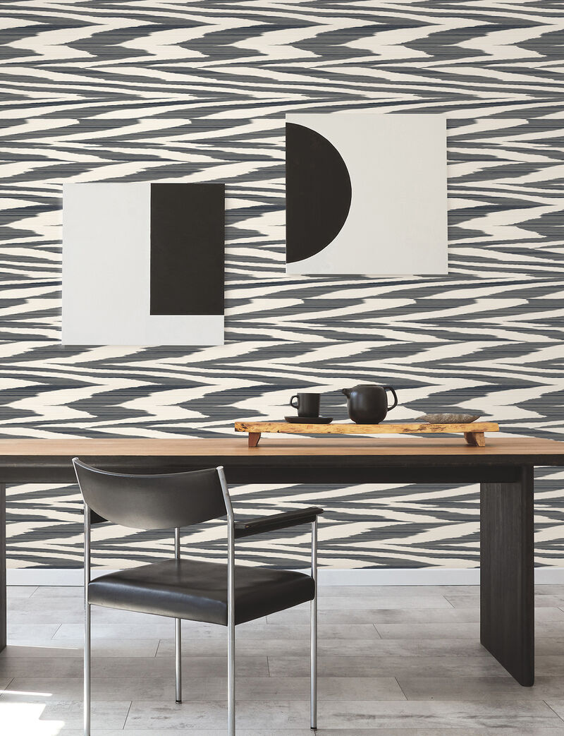 Flamed Zig Zag Black Peel & Stick Wallpaper image number 1