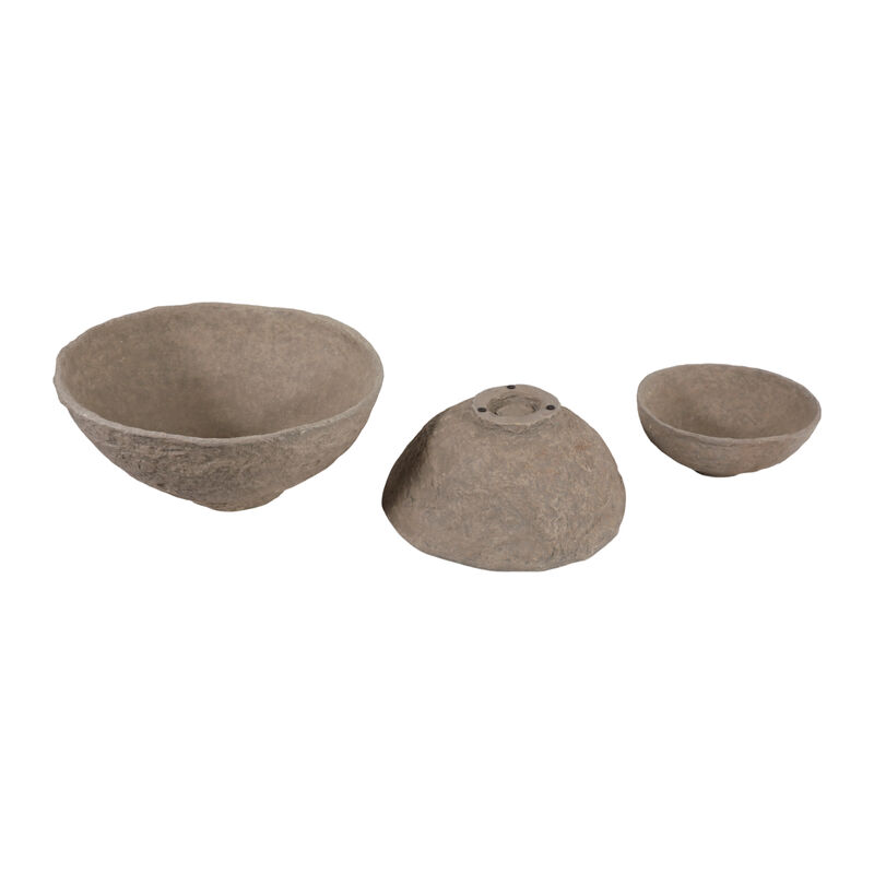 S/3 Paper Mache Bowls, Taupe image number 4