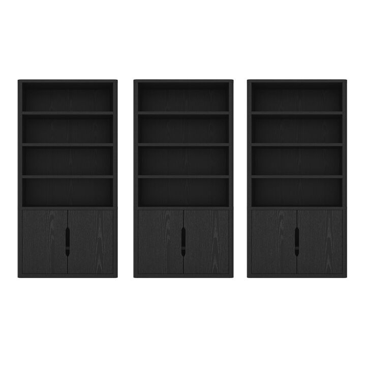 Rivington Black Bookcase Cabinet (Set of 3)