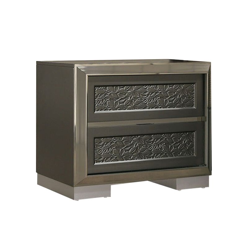 3pc King Bedroom Set, Dark Gray, Taupe Gray, White Wood, 2 Nightstands image number 5