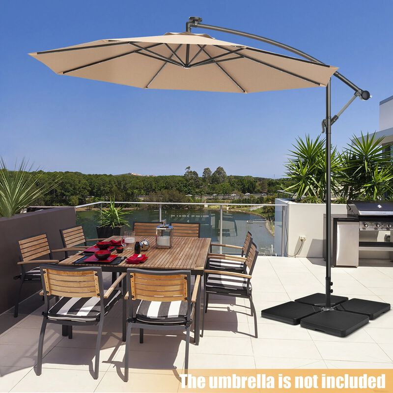 Mondawe 4 Pieces 13L Cantilever Offset Patio Umbrella Base with Easy-Fill Spouts