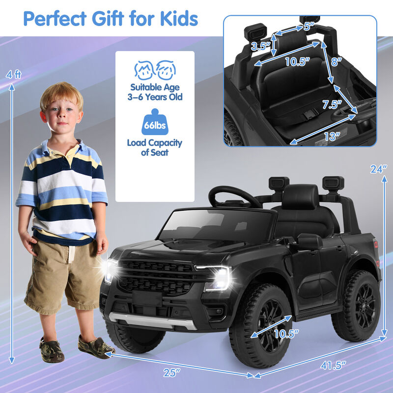 12V Ride On Electric Car for Kids with Music Remote Control and LED Lights image number 2