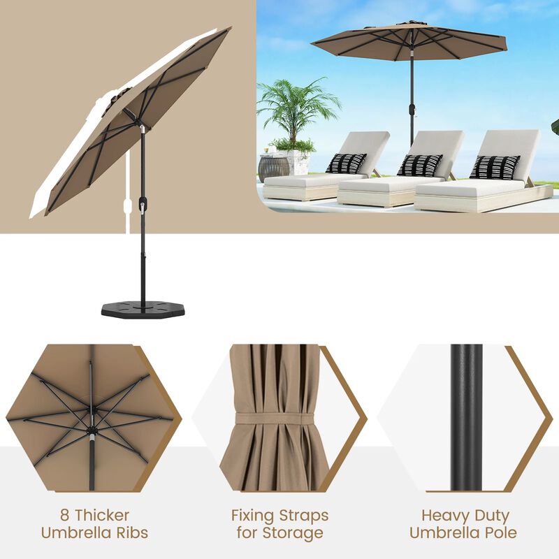 Mondawe 9 FT Outdoor Market Patio Table Umbrella Push Button Tilt Crank Lift
