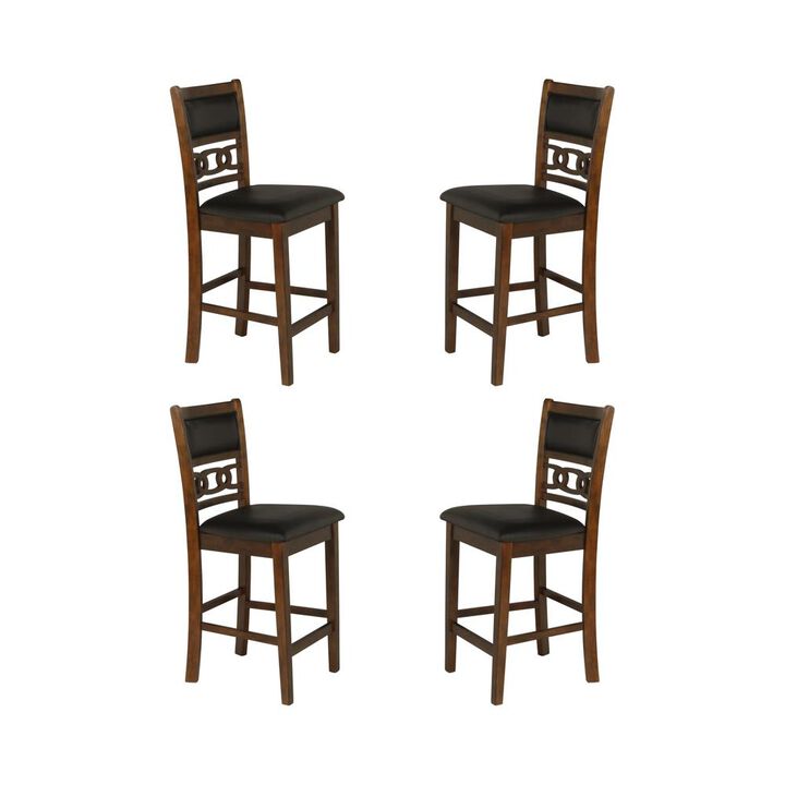 New Classic Furniture Gia Brown Wood Counter Chair with PU Seat (Set of 4)