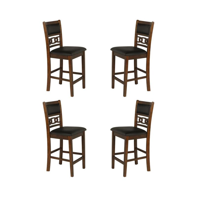 New Classic Furniture Gia Brown Wood Counter Chair with PU Seat (Set of 4)
