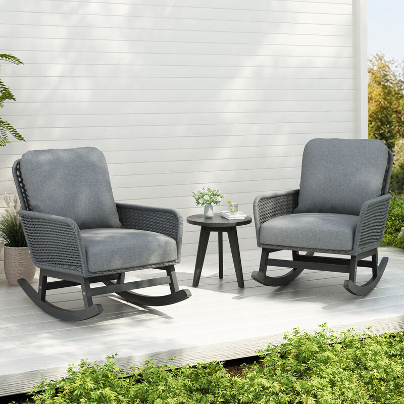 Merax 3-Piece Outdoor Rocking Chairs Side Table Seating Set