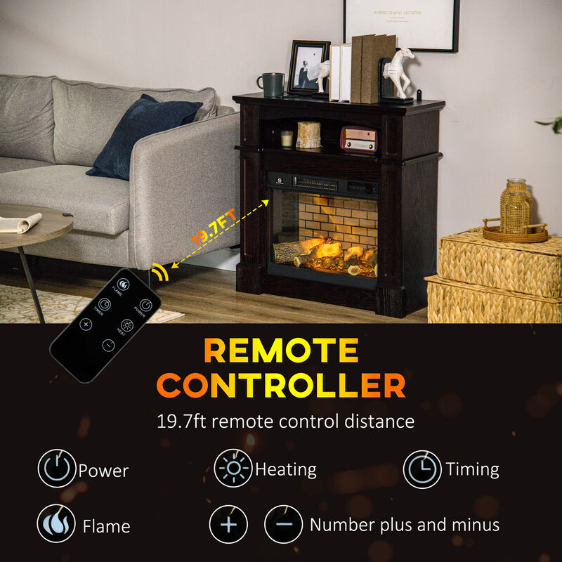 Electric fireplace heater with realistic flames and adjustable heat for cozy rooms image number 3