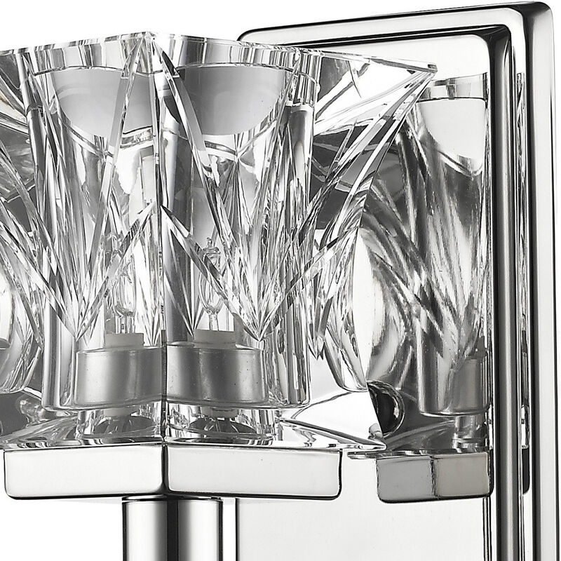 Hivvago Arabella 1-Light Polished Nickel Sconce With Pressed Crystal Shade
