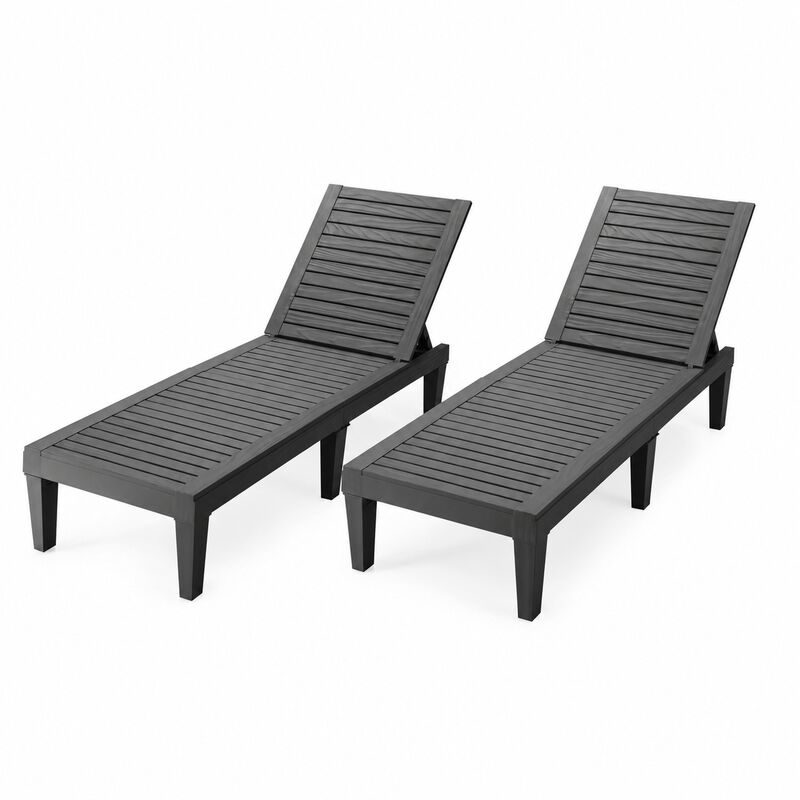 Set of 2 Patio Chaise Lounge Chairs with 5-Level Adjustable Backrest image number 0