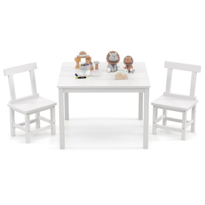 Hivvago Wooden Kids Table and 2 Chairs Set with Anti-slip Foot Pads