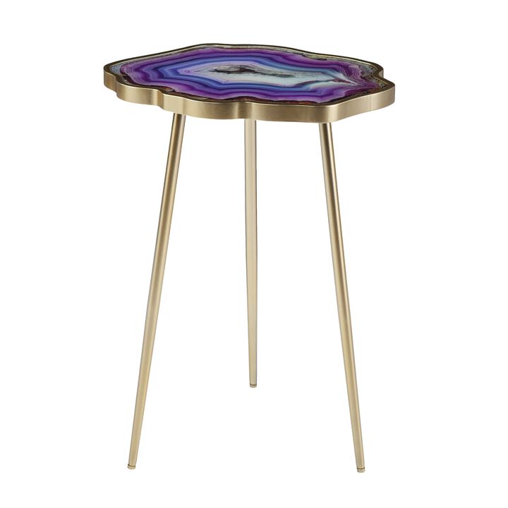 SEI Furniture Norcova Accent Table, 13.5 in x 17.5 in x 24 in, Purple/Gold