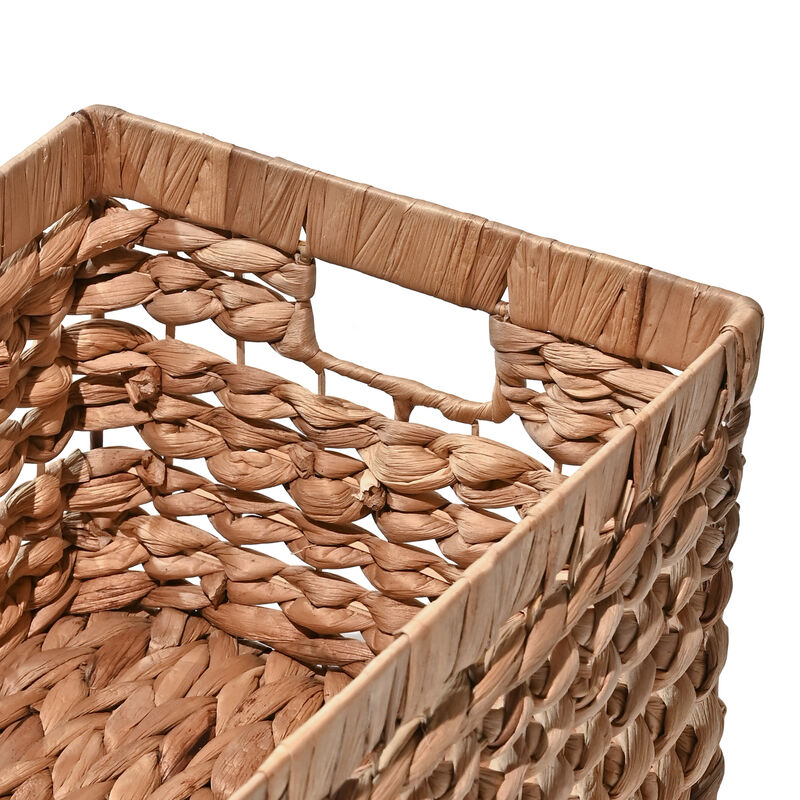 Hayden Bohemian Cottage Handwoven Hyacinth Rectangular Nesting Baskets with Handles