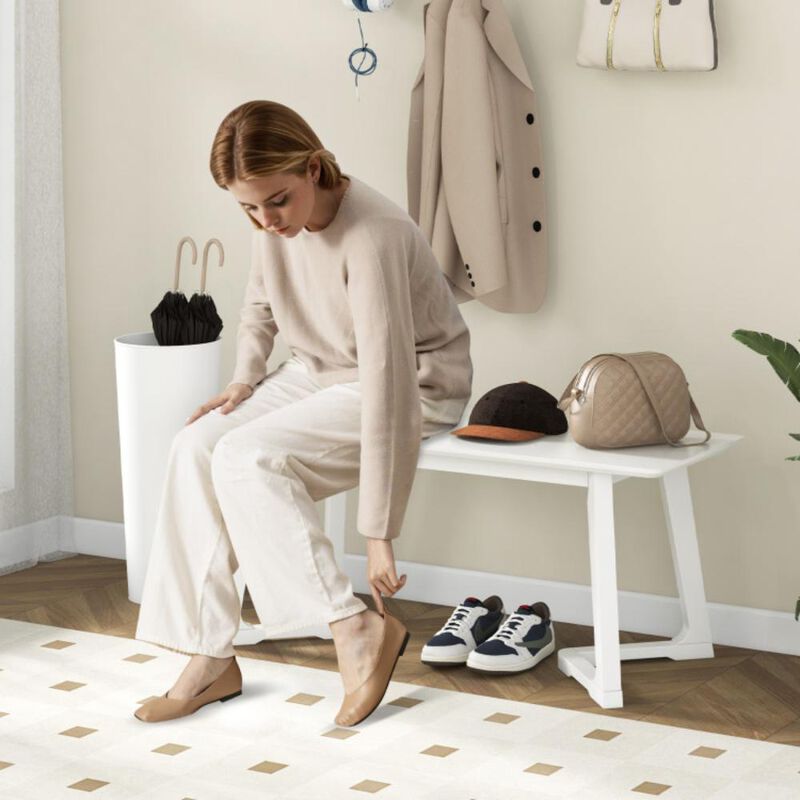 Hivvago 42 Inch Modern Entryway Bench Long Dining Bench with Rubber Wood Legs