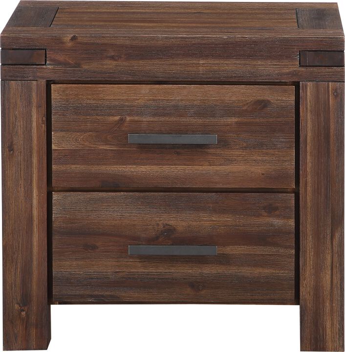 Meadow Two Drawer Solid Wood Nightstand in Brick Brown