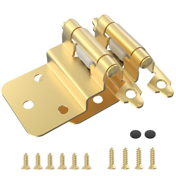Chibery 3/8 Inch Inset Cabinet Hinges, 2 Pack Self Closing Flush Face Mount Hinges with Door Bumper, Variable Decorative Hardwar