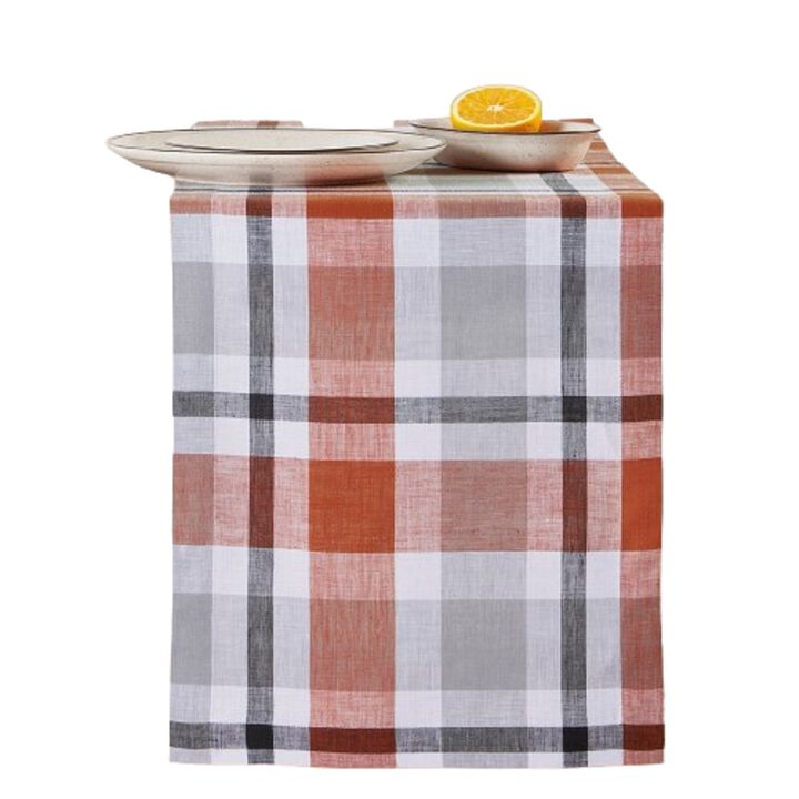 Solino Home 100% Pure Linen Table Runner - Fall Buffalo Check
