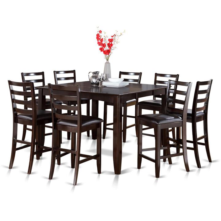 East West Furniture 9  Pc  Counter  height  Table  set-  Square  Table  and  8  Kitchen  counter  Chairs