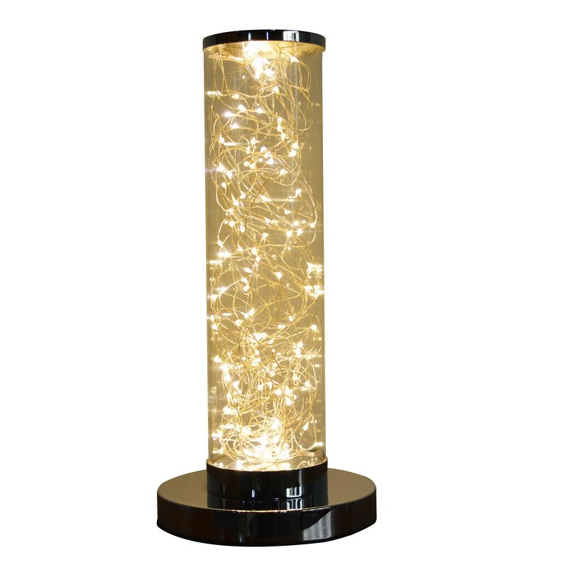 Hivvago 13" Silver Metal Column LED Table Lamp