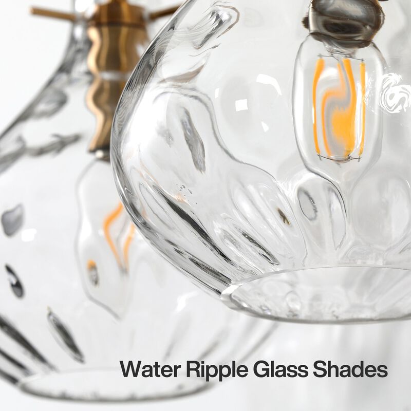 Bathroom Vanity Light, Three-Light Water Ripple Glass Shades image number 9