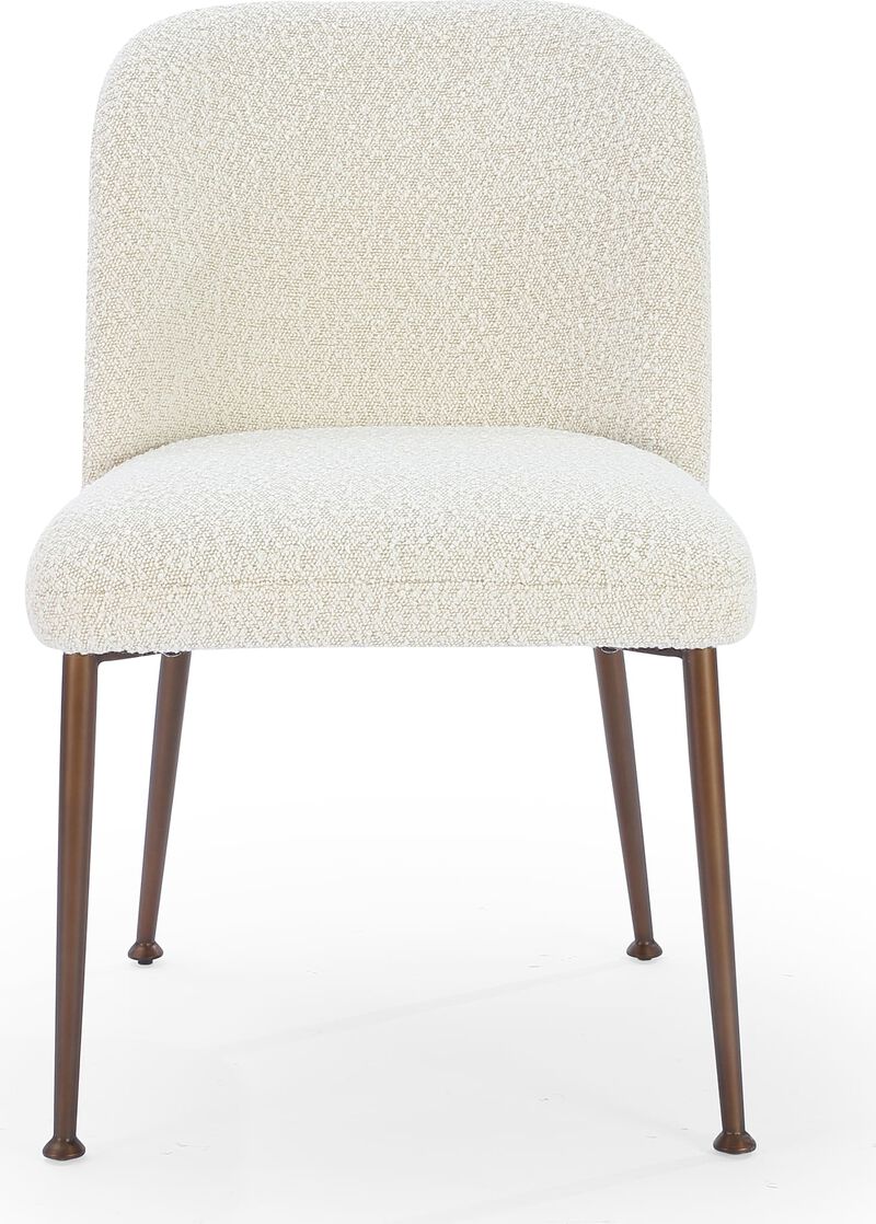 Avery Upholstered Dining Chair in Ricotta Boucle and Bronze Metal - Set of 2