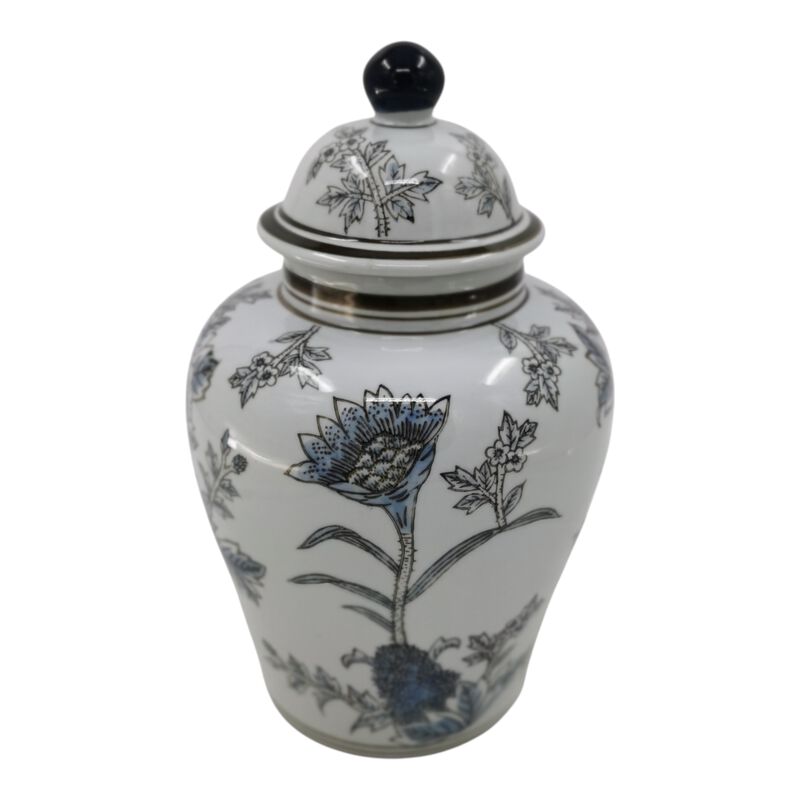 Floral Temple Jar, Brown/Blue image number 0