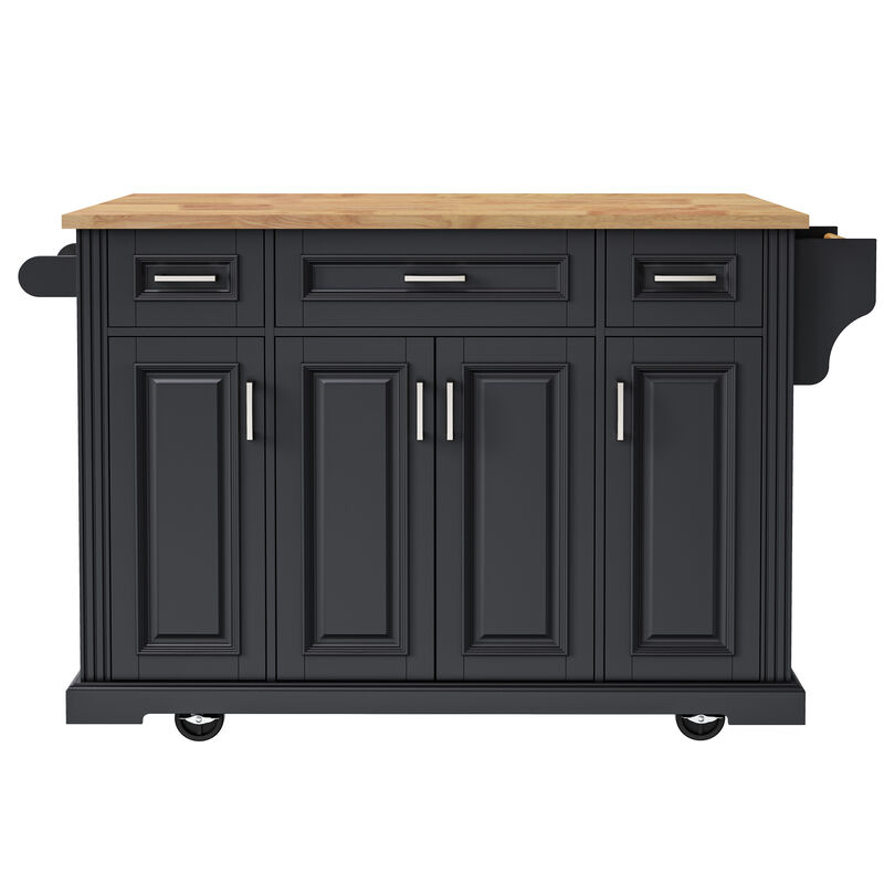 Whisen Large Kitchen Island with Rubber Wood Drop Leaf image number 0