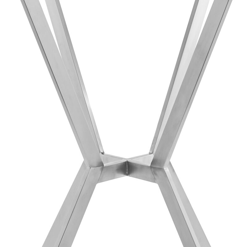 Naomi Round Glass and Brushed Stainless Steel Bar Table - Benzara image number 4
