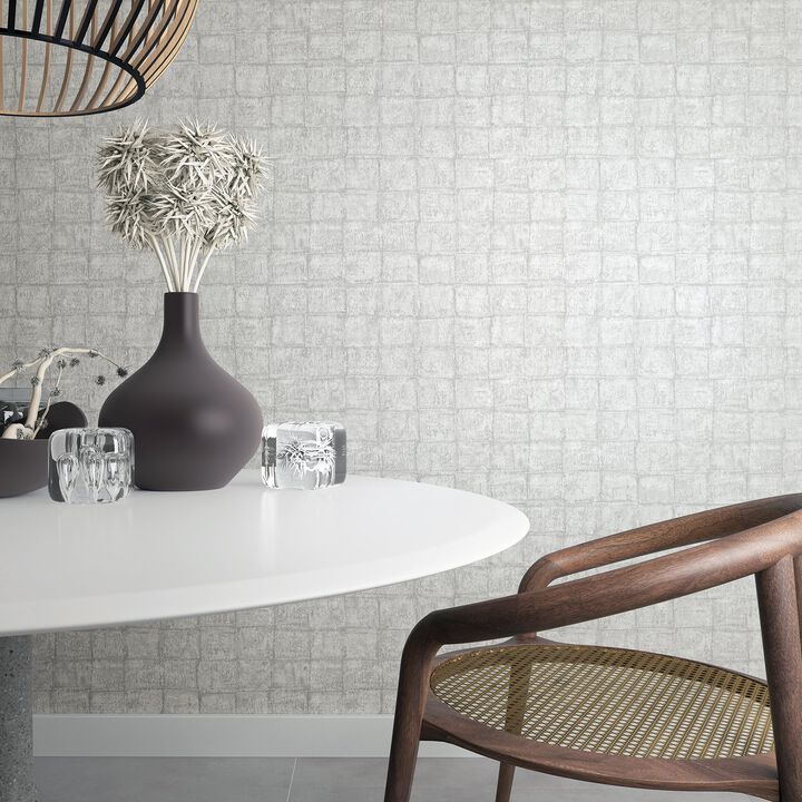 Eden Tile Silver Grey Wallpaper EN3397014