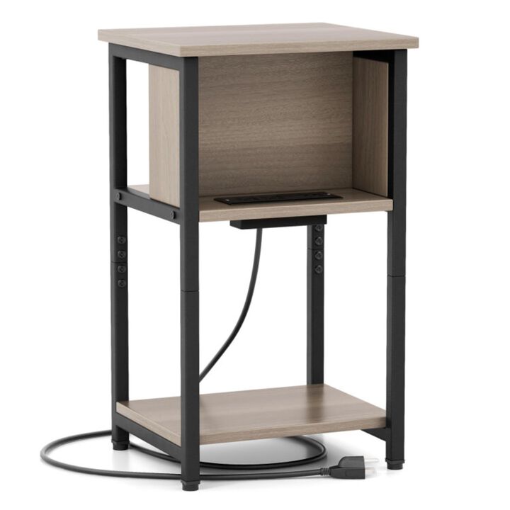 Hivvago 3-Tier End Table with USB Ports & Power Outlets