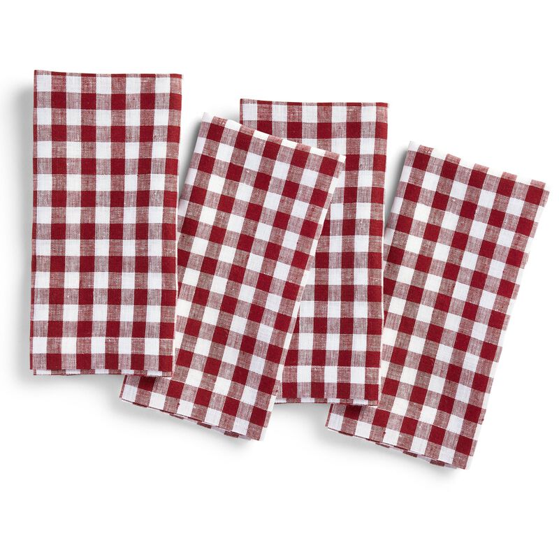 Linen Dinner Napkins - Gingham Check image number 0