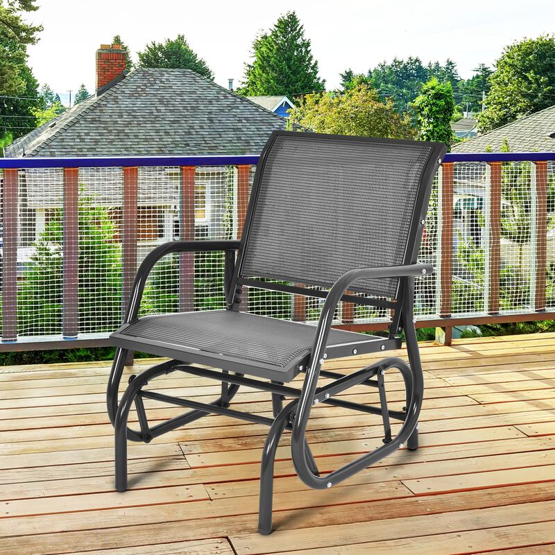 Heavy-Duty Outdoor Glider Chair &ndash; Rocking Swing Seat with Armrest for One
