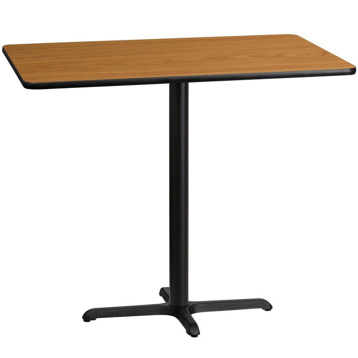 Flash Furniture Stiles 30'' x 48'' Rectangular Natural Laminate Table Top with 23.5'' x 29.5'' Bar Height Table Base