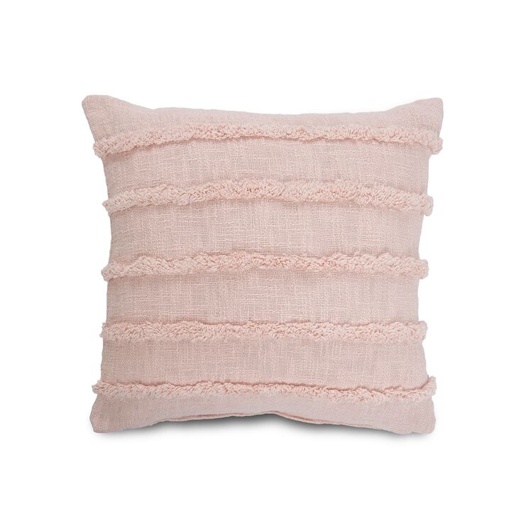 20" Blush Pink Solid Over Tufted Square Throw Pillow