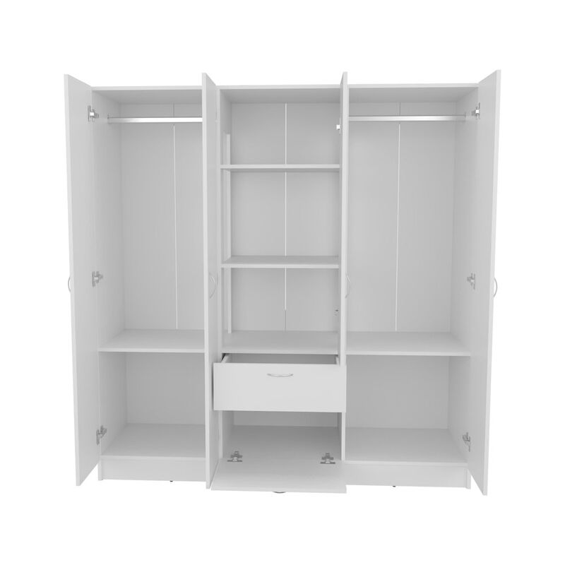 Kibo 6 Doors Armoire, One Drawer, Rod, Seven Interior Shelves, White
