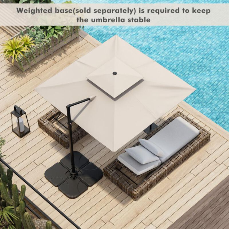 Hivvago 9.5 Feet Cantilever Patio Umbrella with 360&deg; Rotation and Double Top