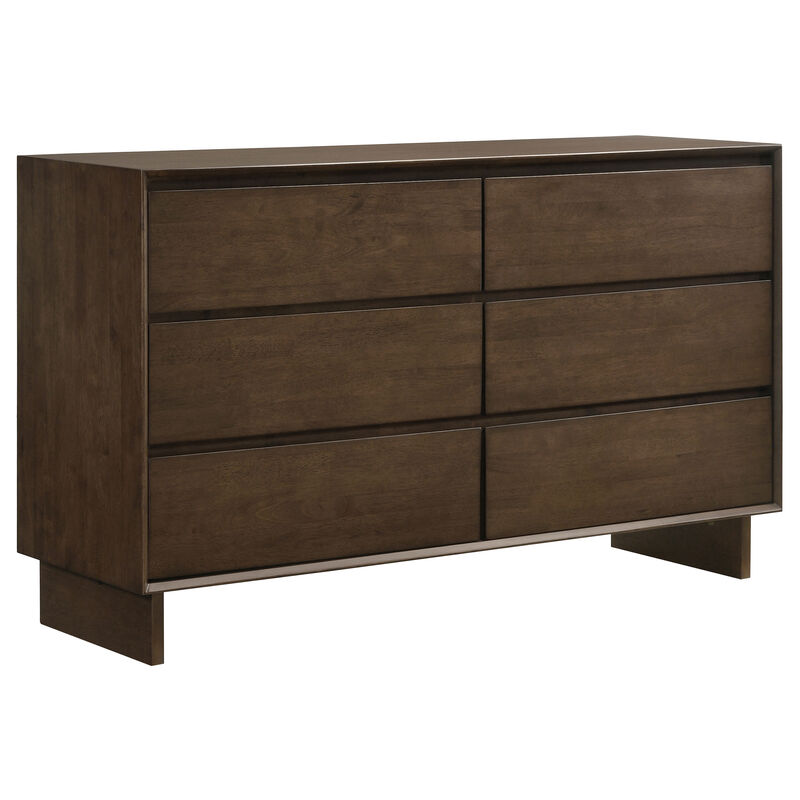 Genu 4pc Queen Size Bedroom Set, Modern Warm Brown Rubberwood