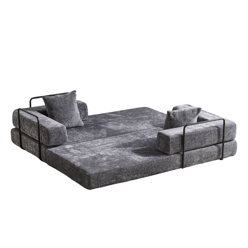 Whisen Chenille Convertible Folding Design Sectional Compression Sofa Floor Futon Couch image number 4