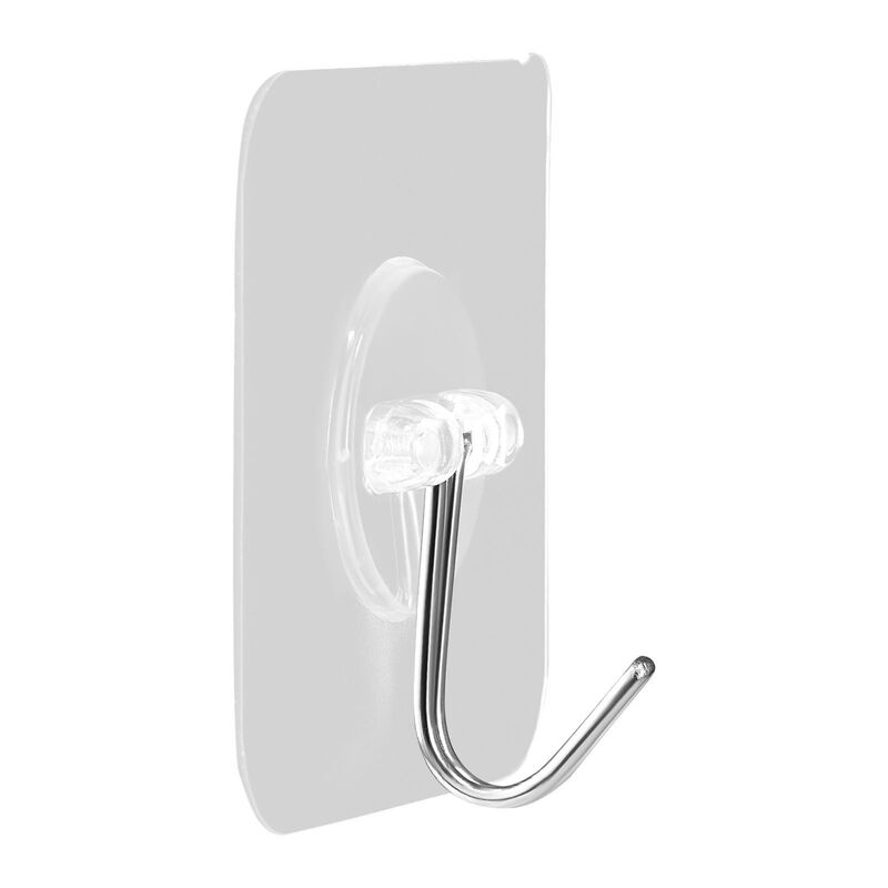 12 Pack Sticky Wall Hooks Heavy Duty for Towels Coats Keys Bathroom Kitchen-Transparent image number 8