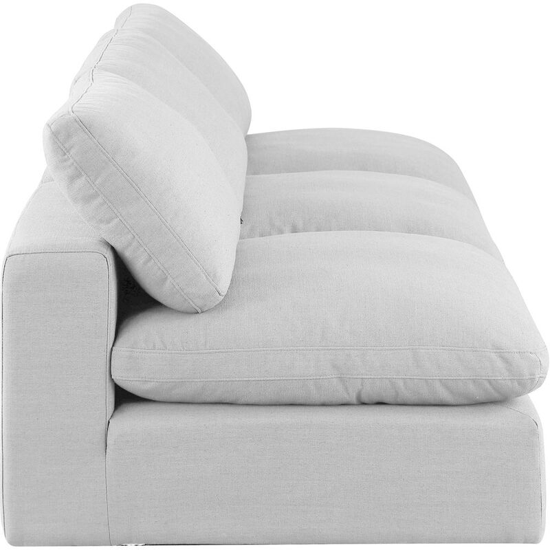 Meridian Furniture Comfy White Linen Textured Fabric Modular Sofa